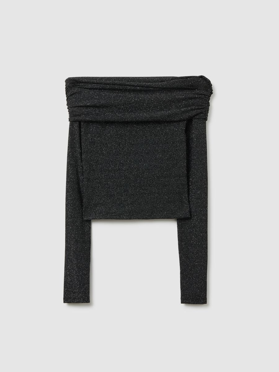 Maglia nera glitterata a maniche lunghe regular fit_1
