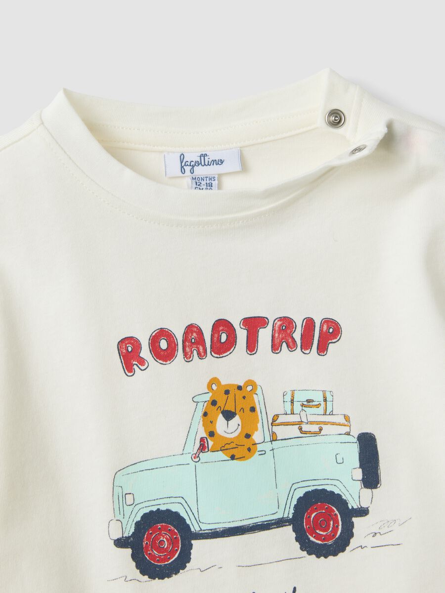 White pure organic cotton T-shirt with print_2