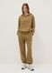 Felpa in misto cotone beige regular fit con cappuccio_0