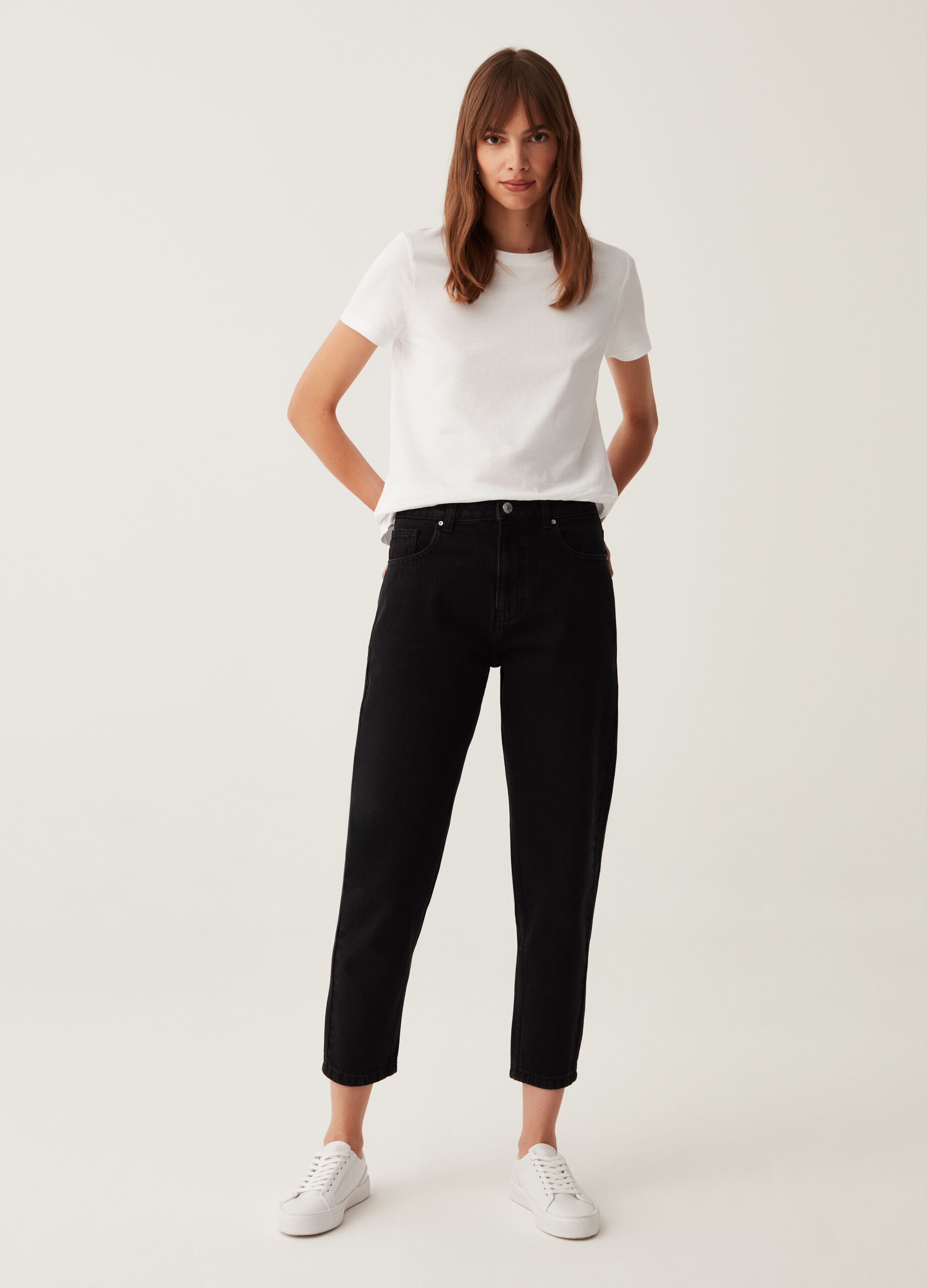 Jeans mom fit slim cinque tasche_0