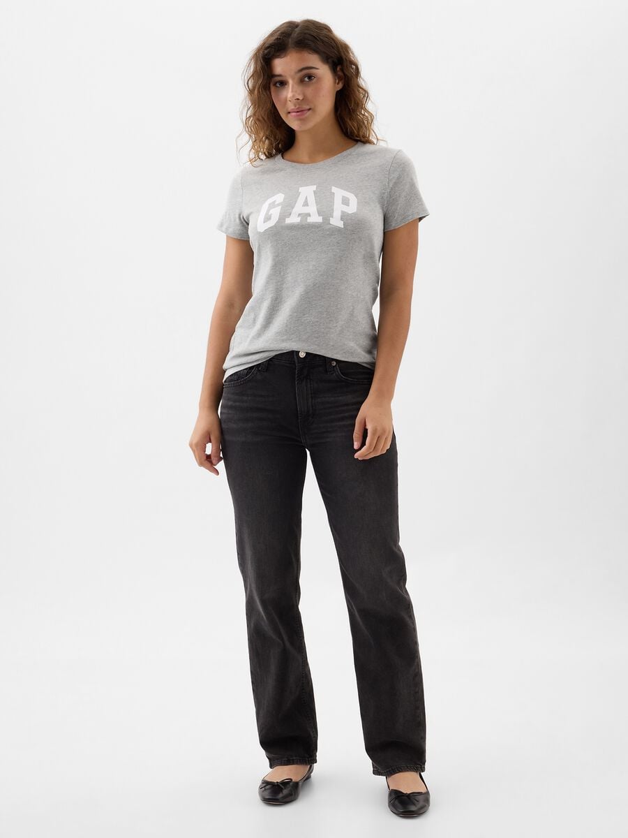 T-shirt grigio chiaro in puro cotone con logo GAP_1