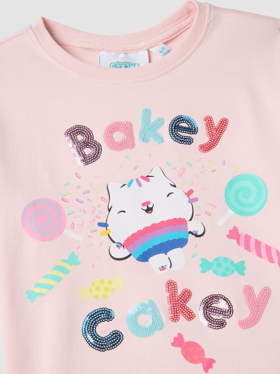 T-shirt in cotone elasticizzato rosa da bambina regular fit con stampa_2