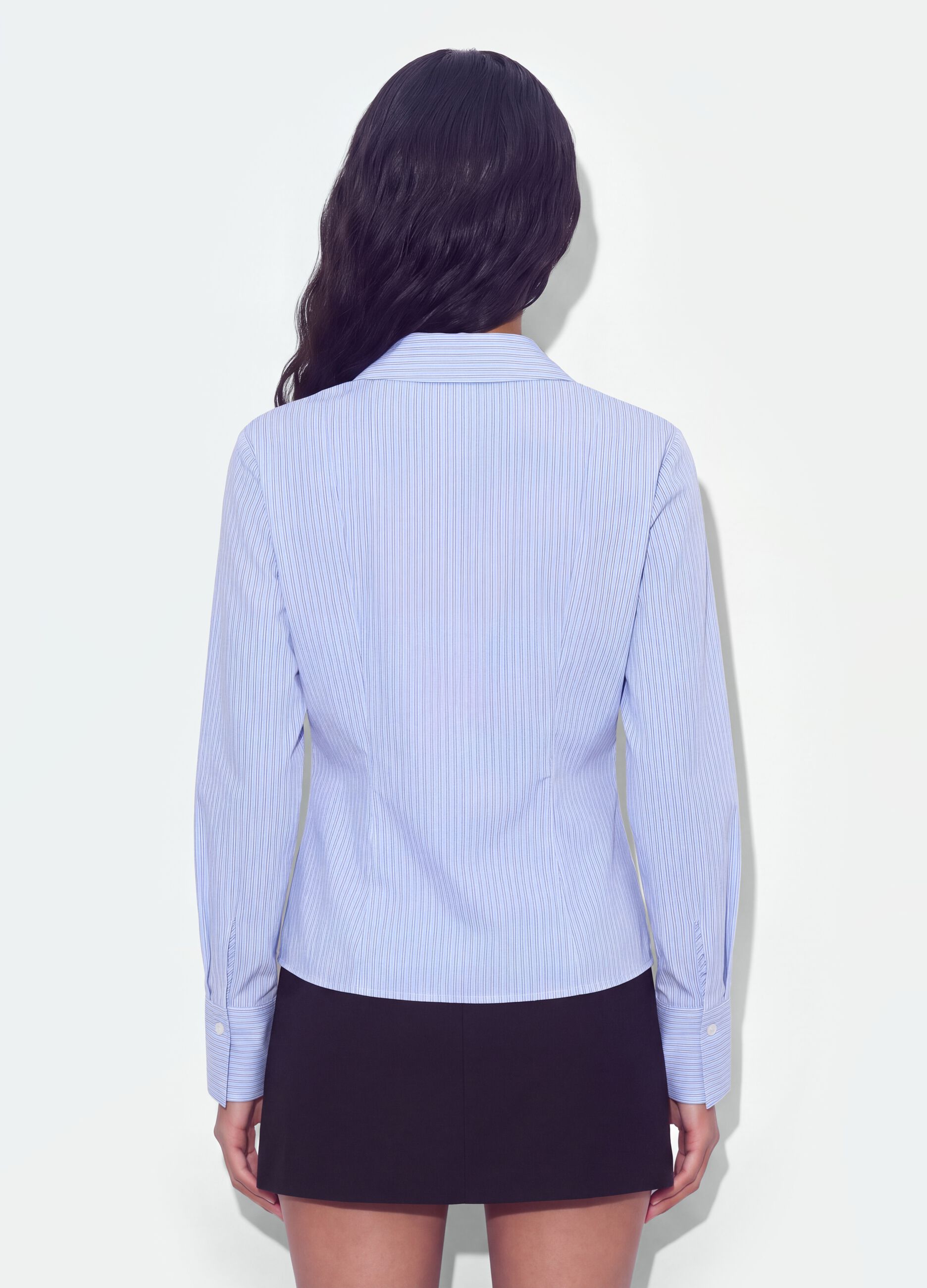Blue striped slim-fit stretch cotton shirt