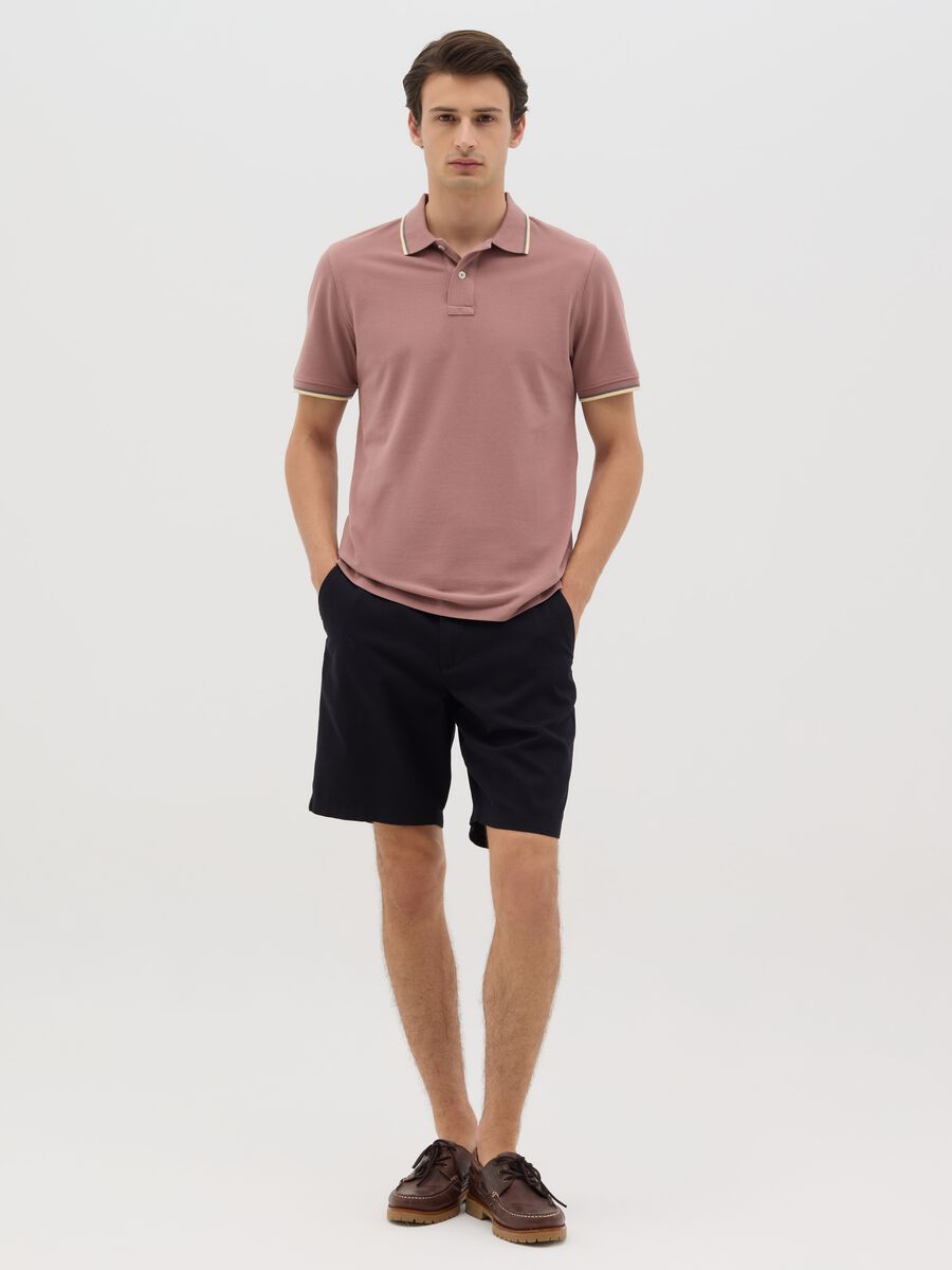 Black pure cotton chino Bermuda shorts_0