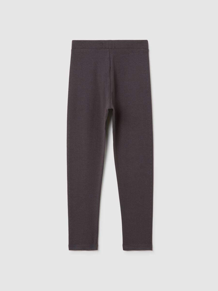 Girls' grey stretch cotton leggings with rhinestones_1