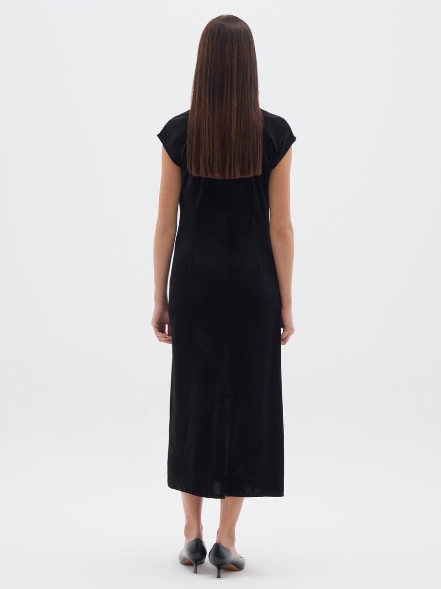 Abito lungo nero deep V slim fit_3