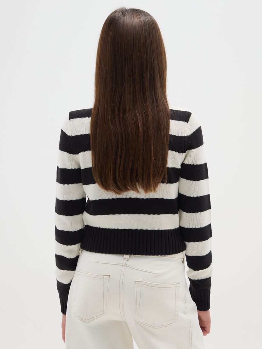 Girls' Multicolour Striped Jumper, Regular Fit with High Neck_1