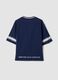 T-shirt blu in puro cotone con scollo profondo a V_2