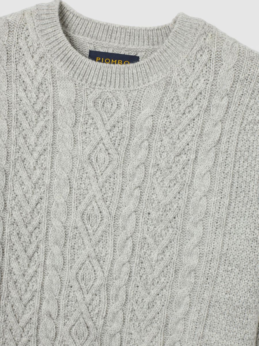 Grey regular fit sweater with round neckline_5