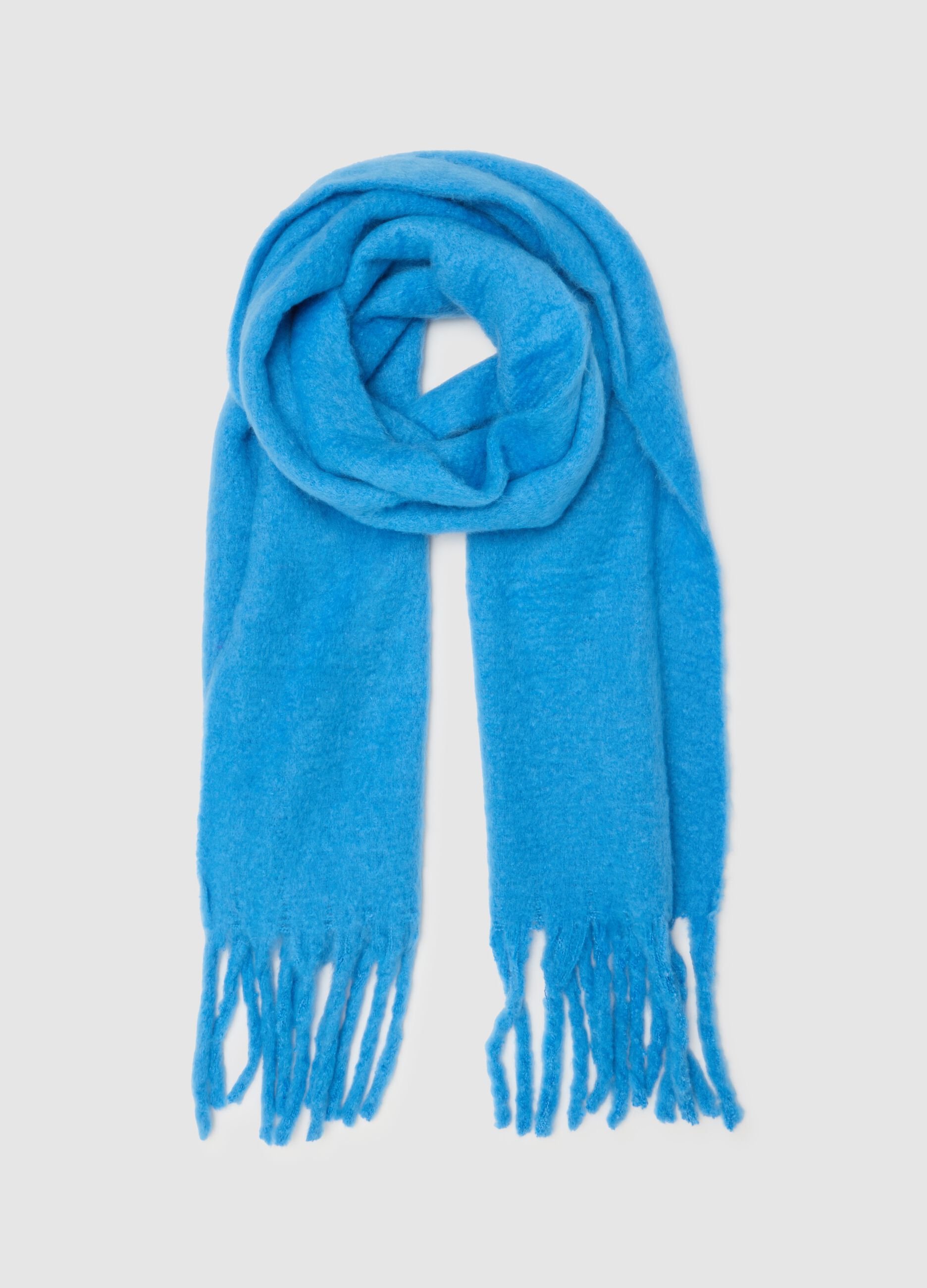 Blue Mixed Fabric Scarf