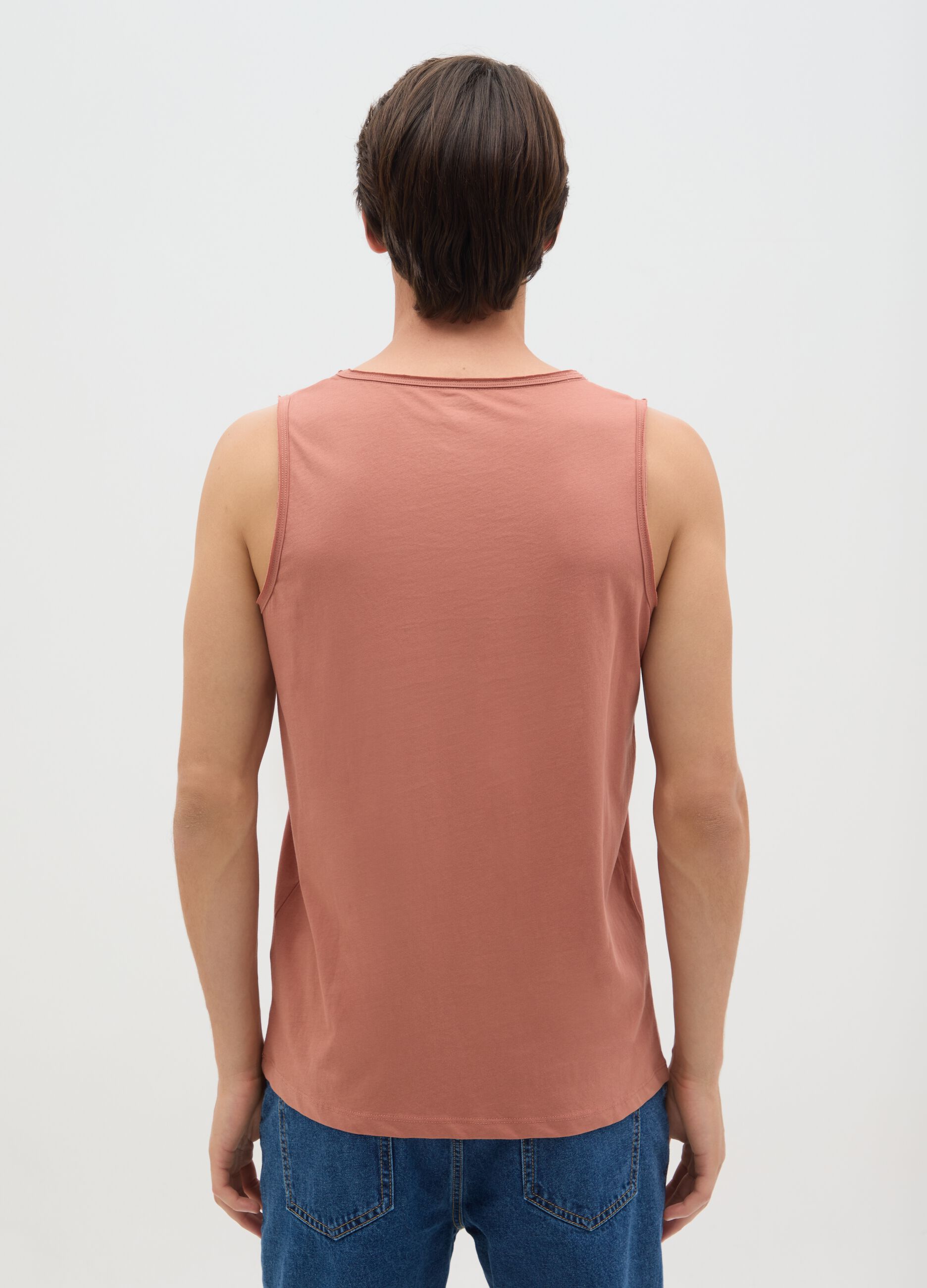 Canotta da uomo in puro cotone rosa regular fit