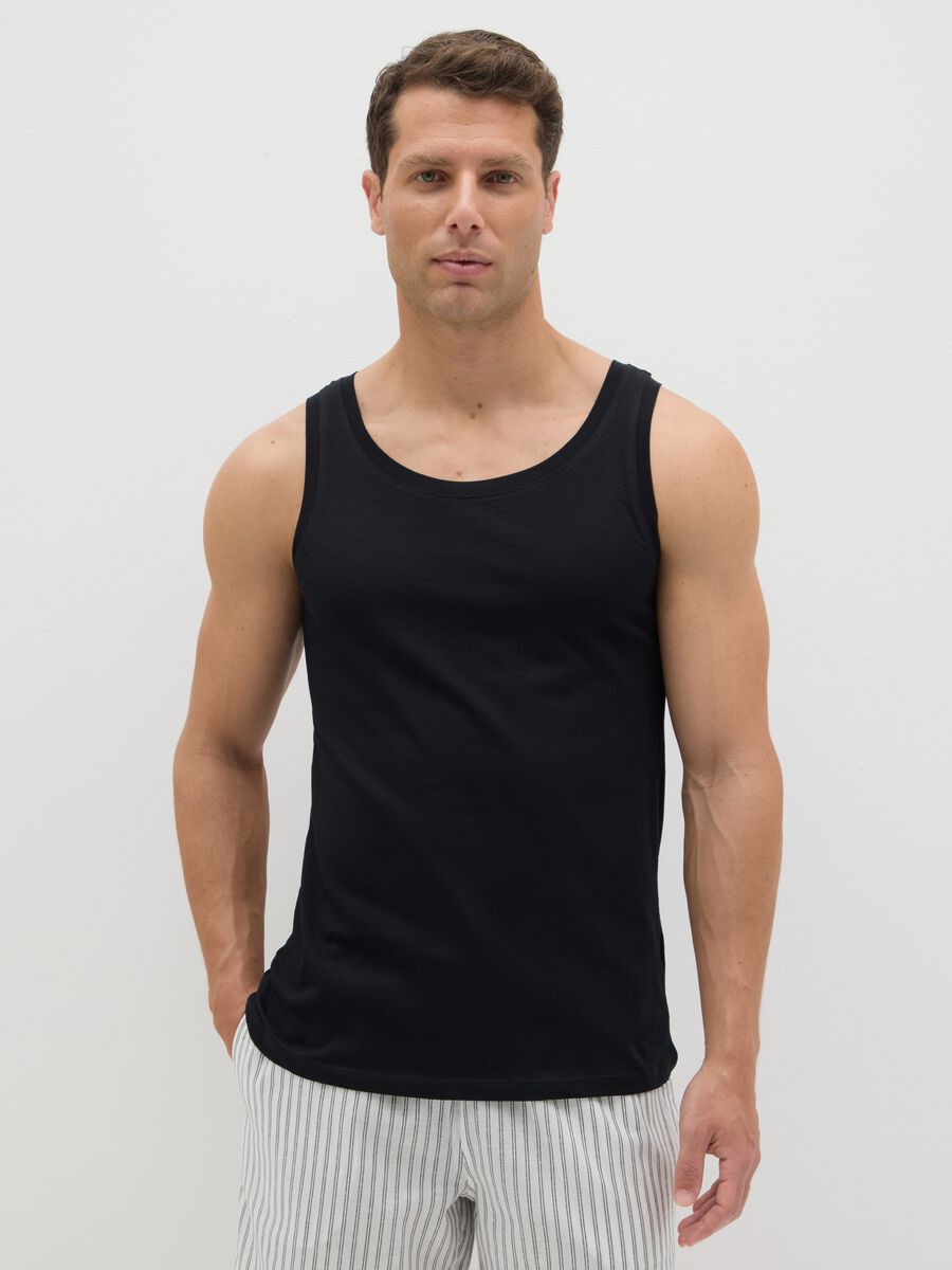Men's black pure cotton vest regular fit_1