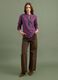 Purple pure cotton striped shirt with grandad collar, regular fit_1