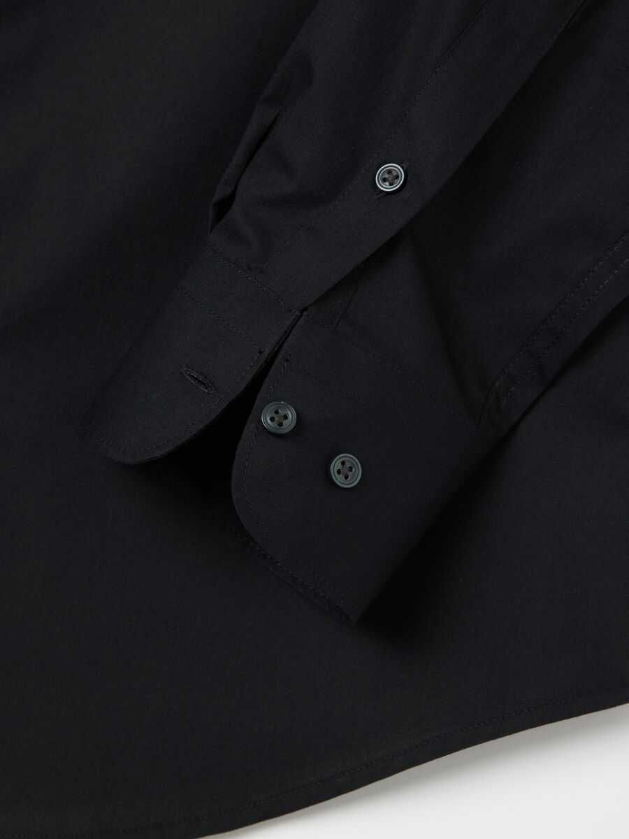 Slim Black Cotton Blend Shirt_1