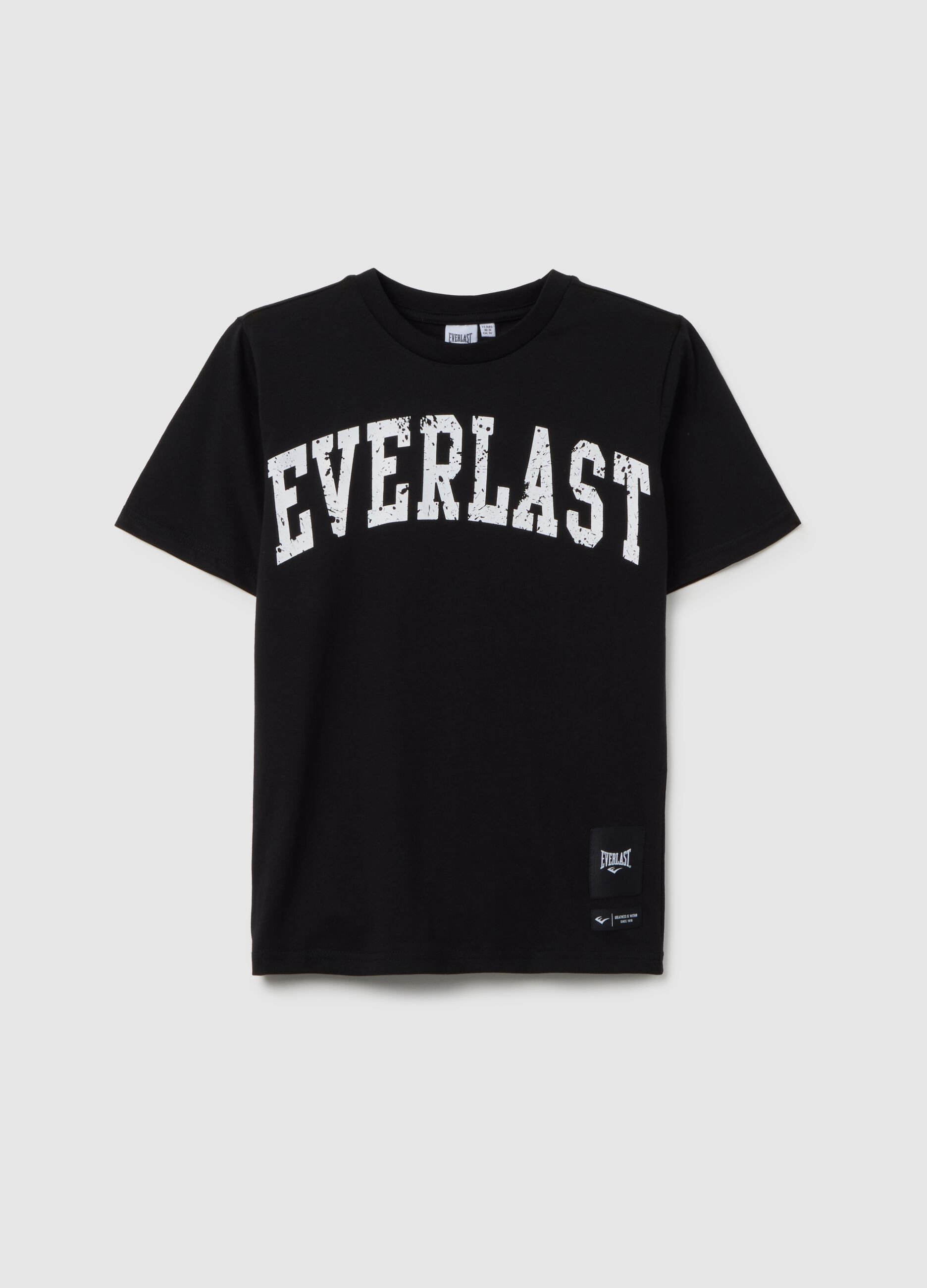 Black pure cotton boys' t-shirt with logo