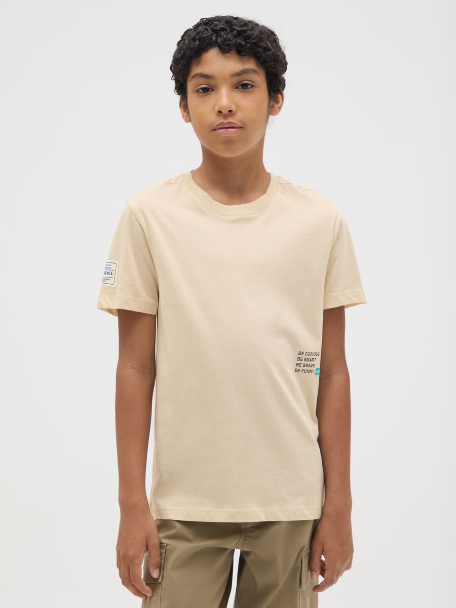 Beige T-shirt in pure cotton_0