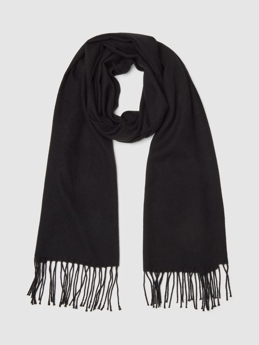 Black Scarf with Fringes_0