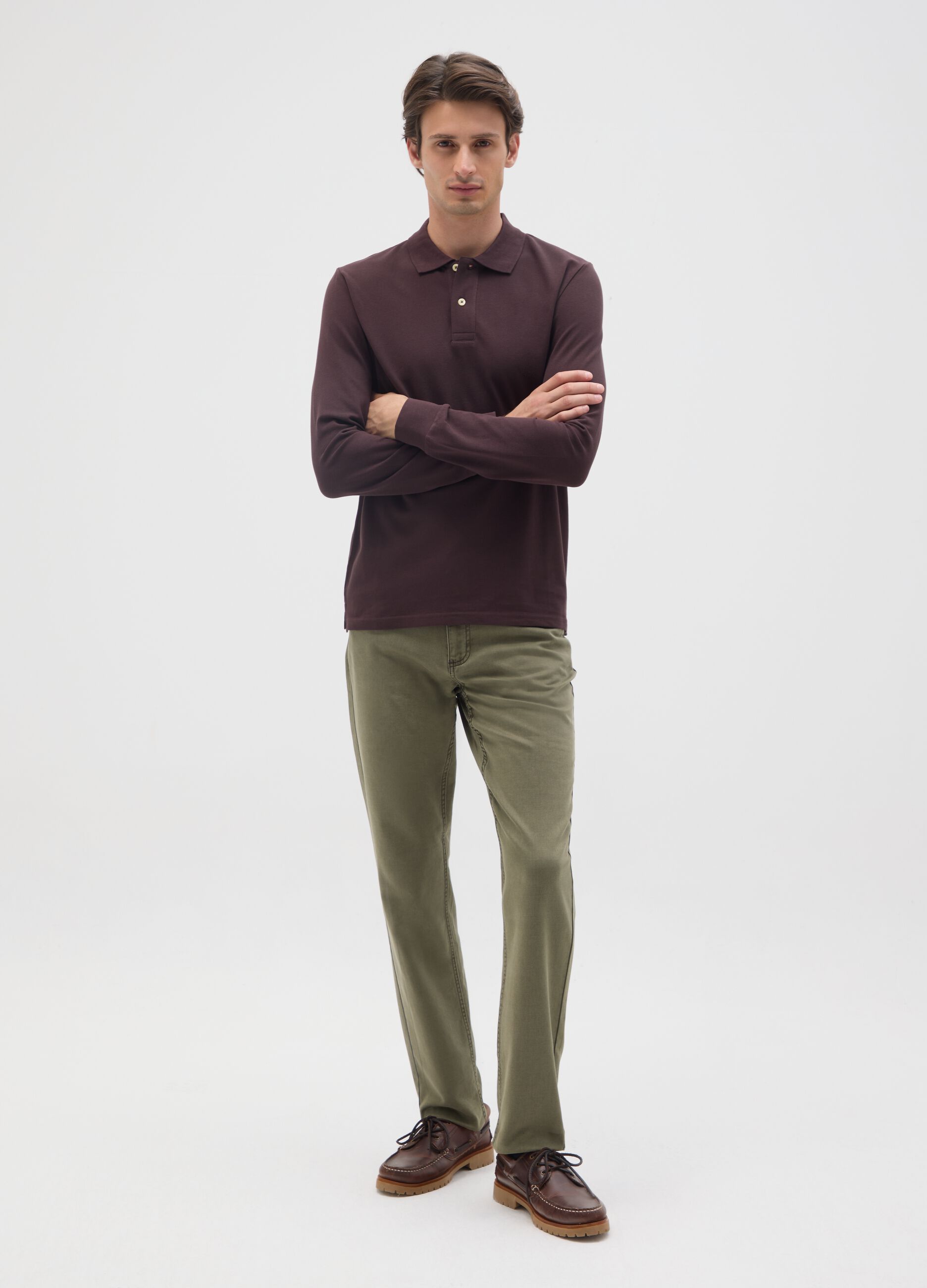 Pantaloni in cotone verde slim fit