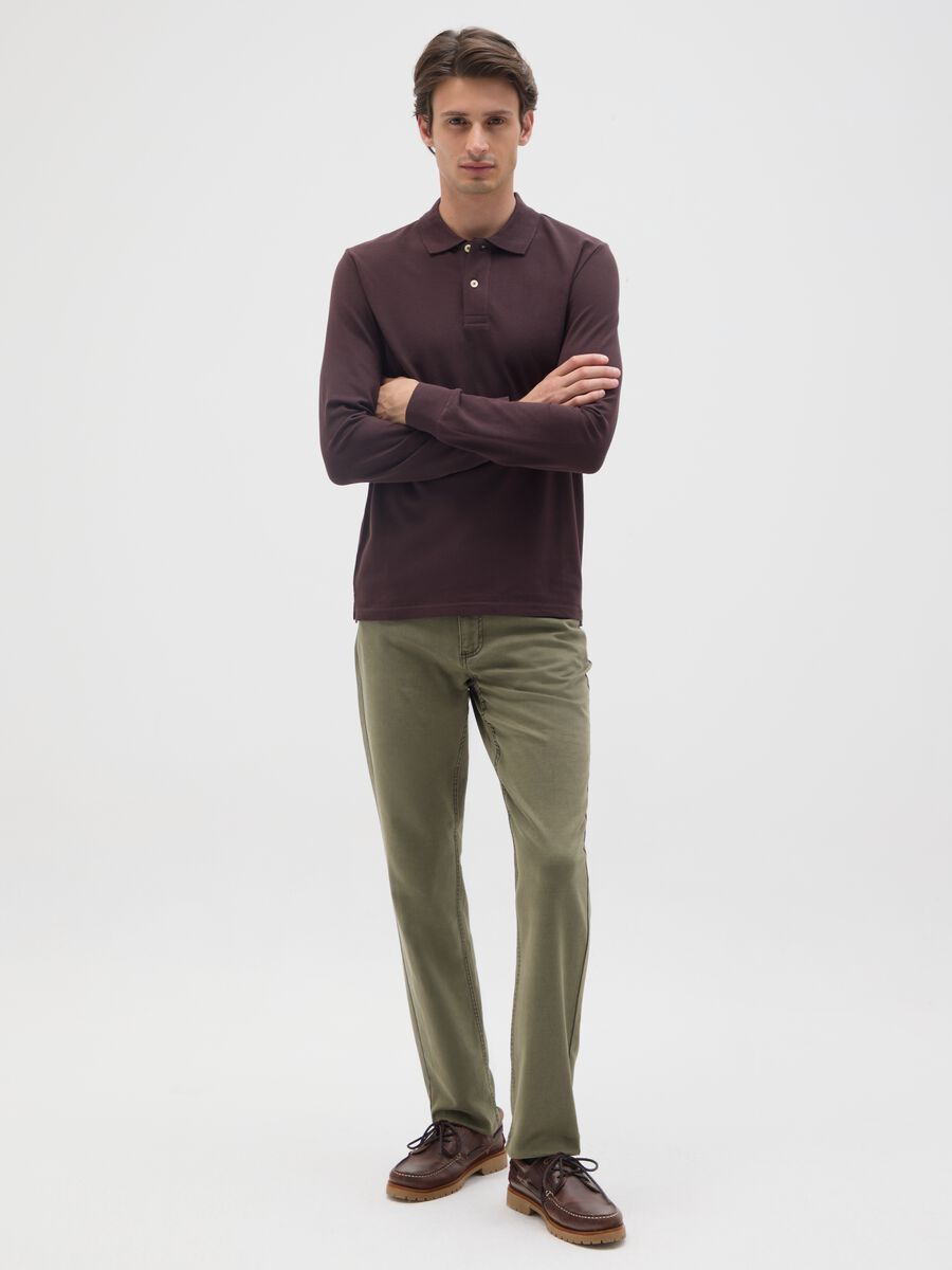 Pantaloni in cotone verde slim fit_0