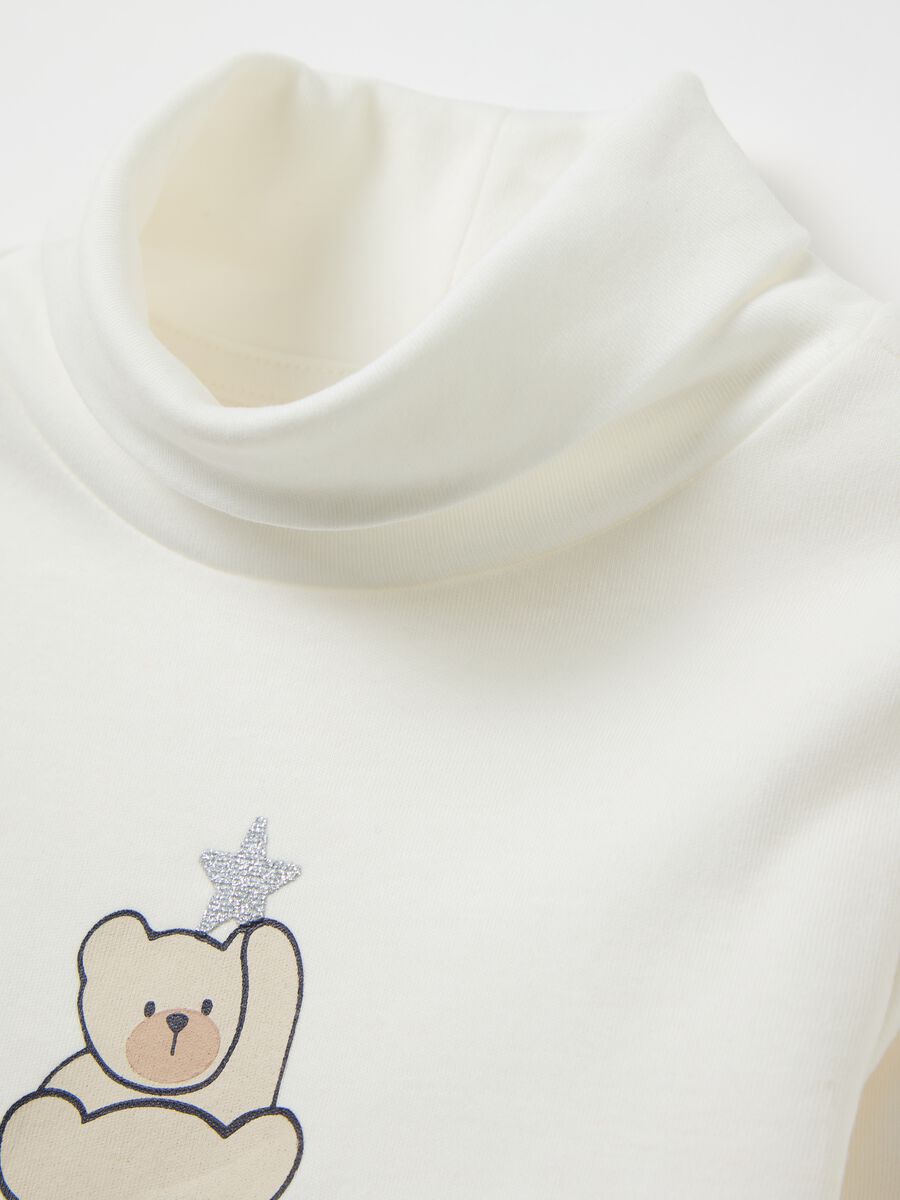 T-shirt with high neck with glitter print_2