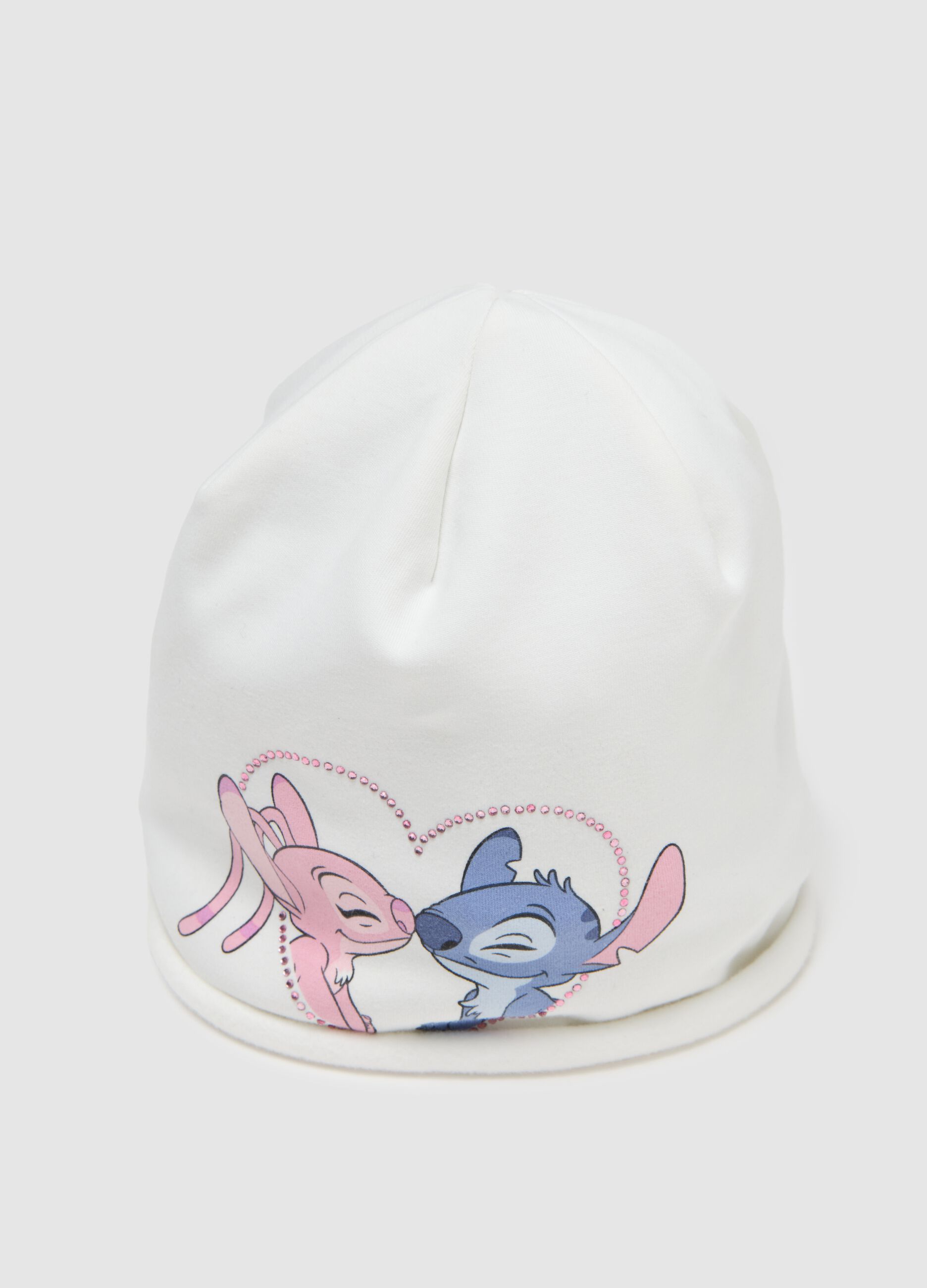 Cappello da ragazza in cotone bianco con cuore