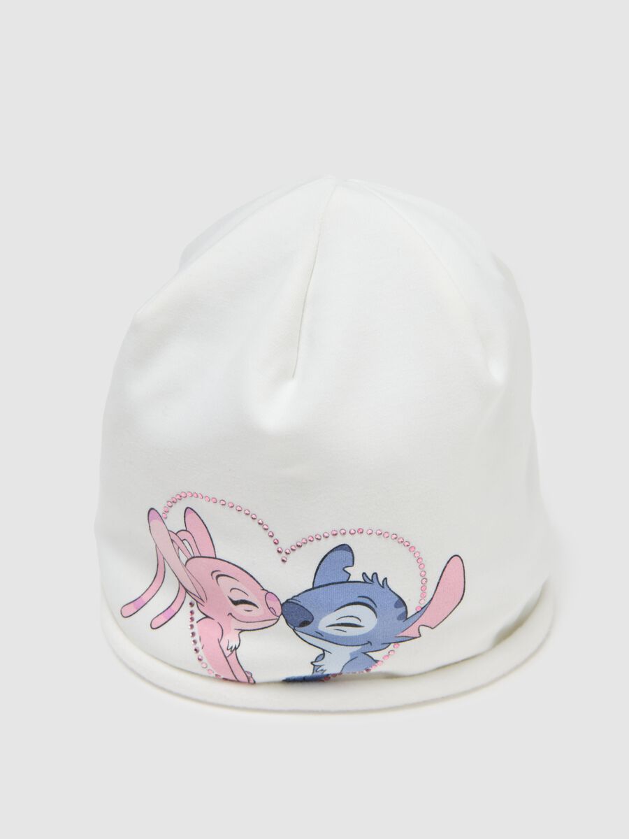 Cappello da ragazza in cotone bianco con cuore_1