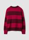 Maglia rossa in misto lana a righe con colletto polo_6