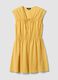 Yellow pure cotton regular-fit dress with V-neck and tie fastening_4