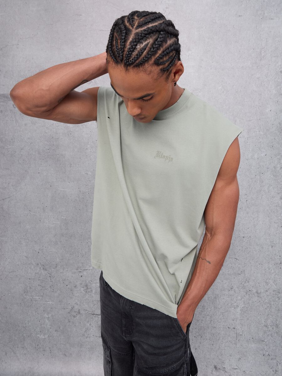 Distressed Tank Top Military Green_2