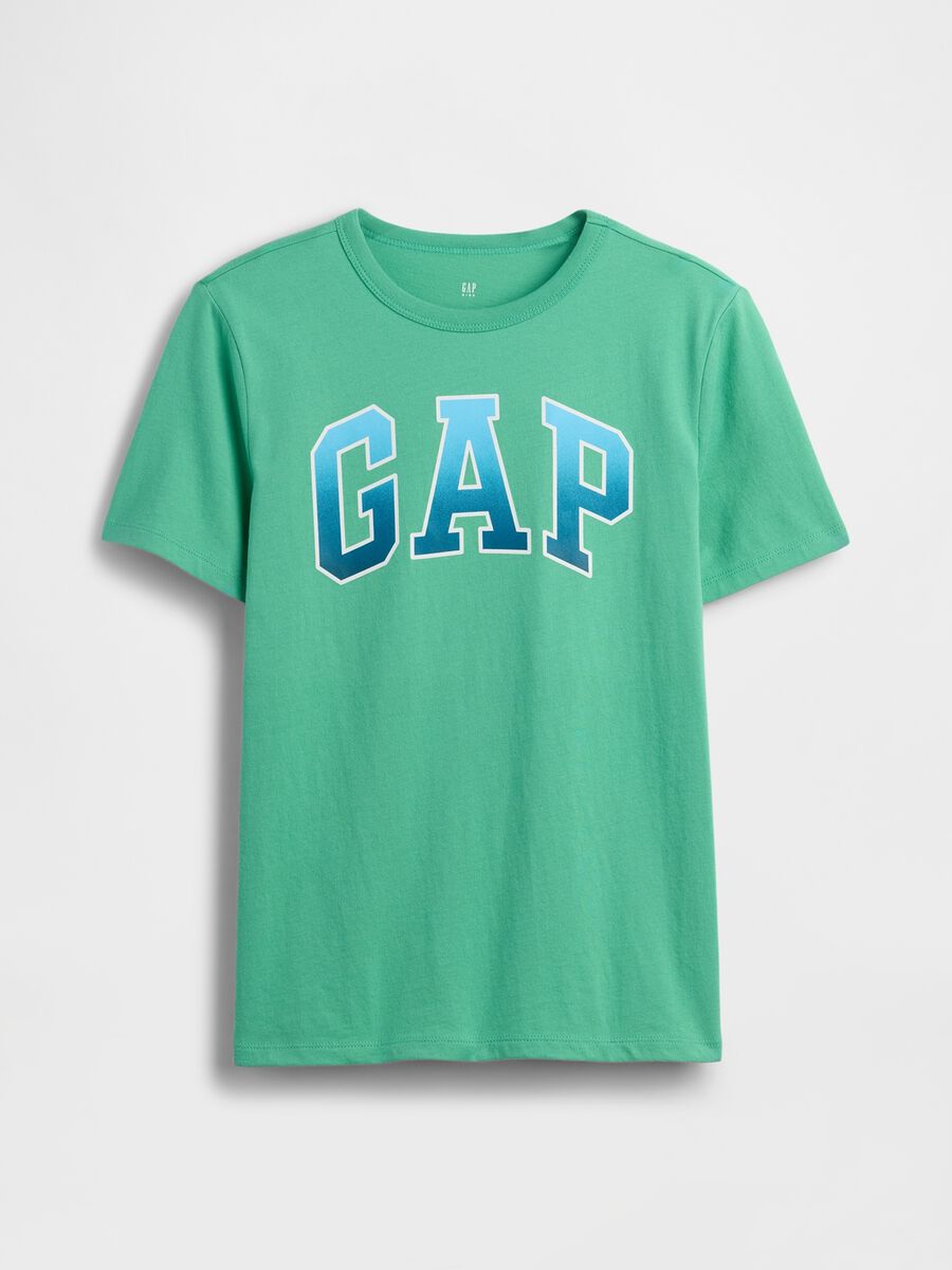 T-shirt in puro cotone verde da bambino regular fit con logo_0