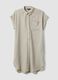 Beige striped viscose-blend shirt dress_0
