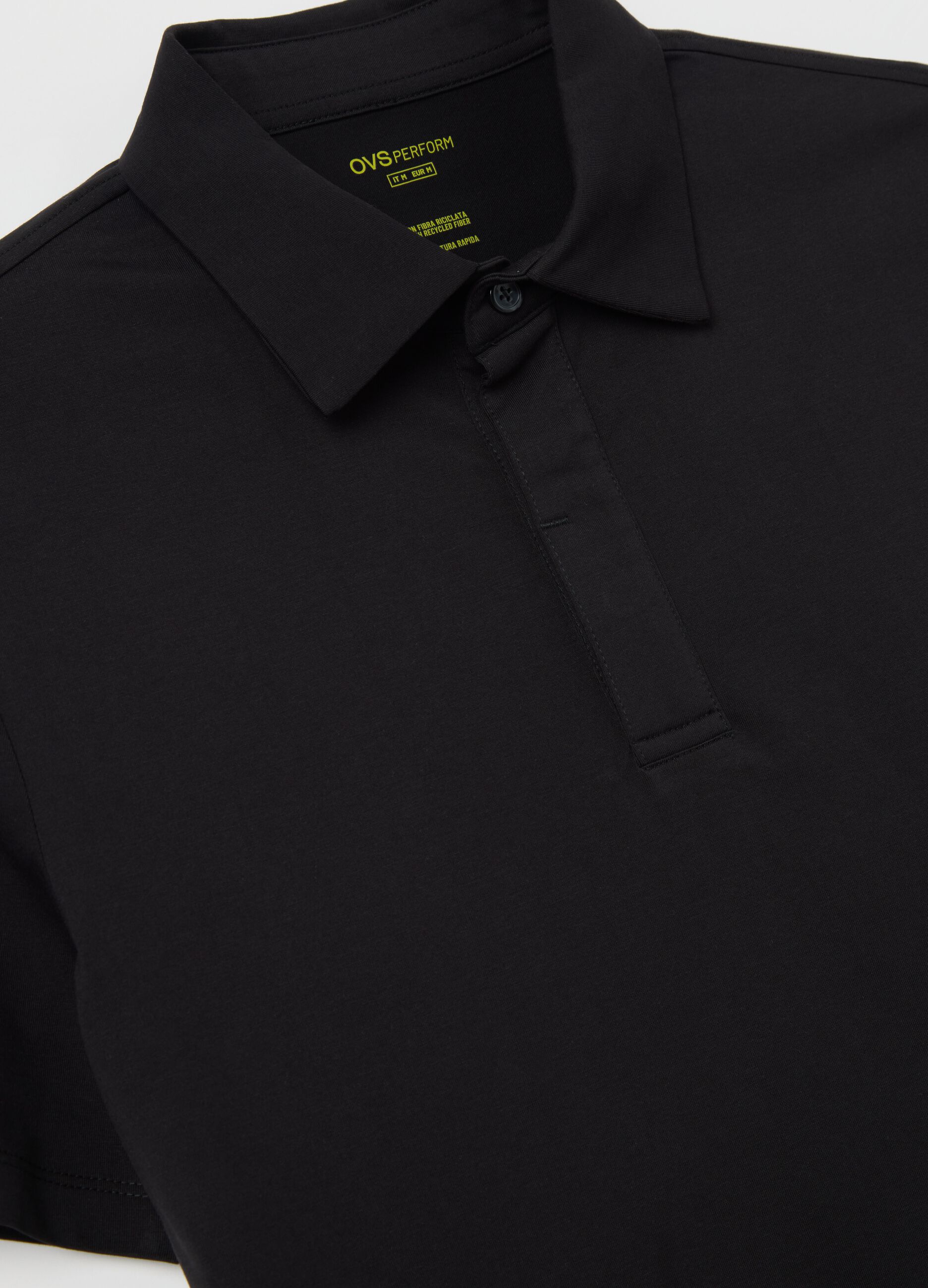 Black regular-fit polo shirt with short sleeves