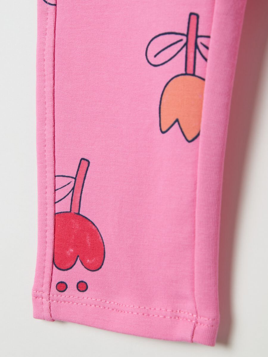 Treggings in cotone stretch con stampa _3
