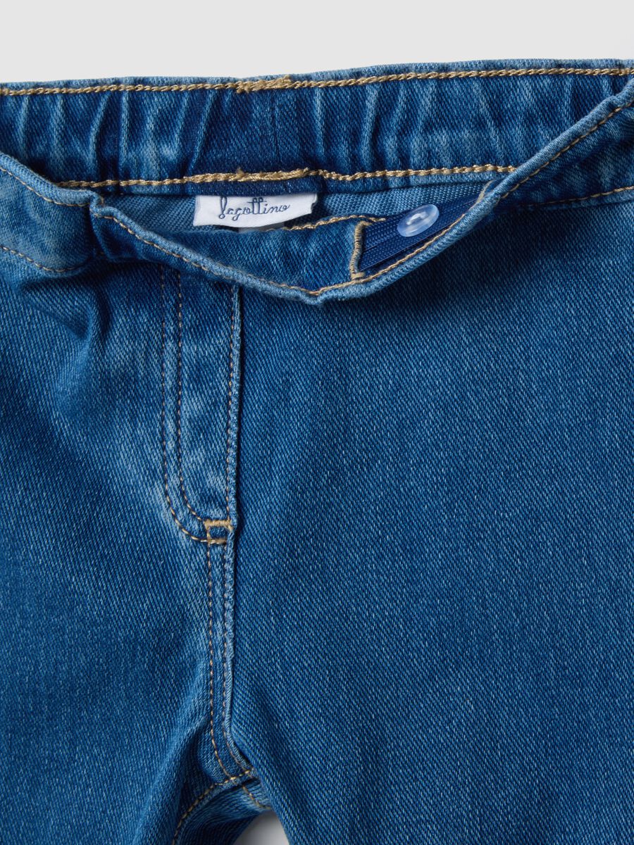 Blue Cotton Blend Slim Fit Jeggings for Baby Girl_3