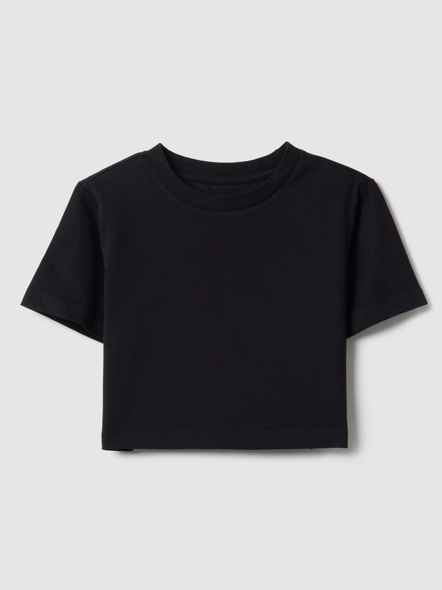 Girls' black pure cotton boxy fit t-shirt_3