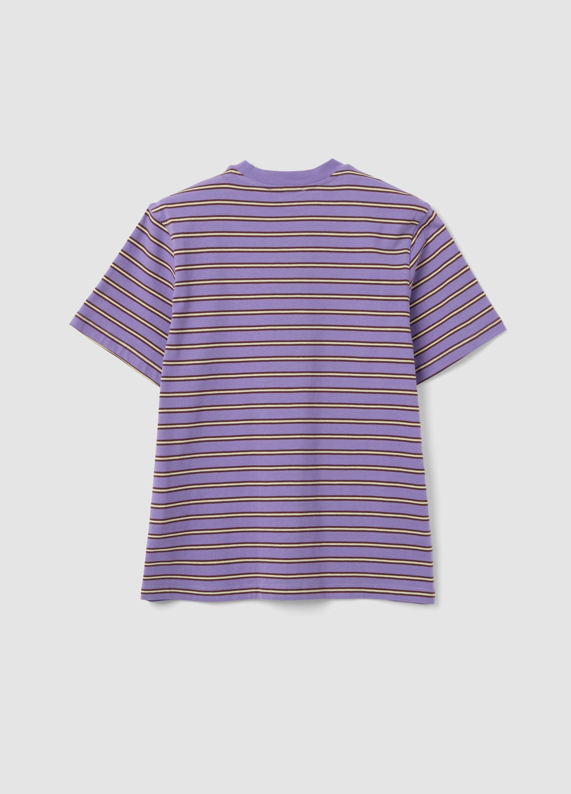 Purple relaxed-fit striped pure cotton T-shirt with embroidered heart