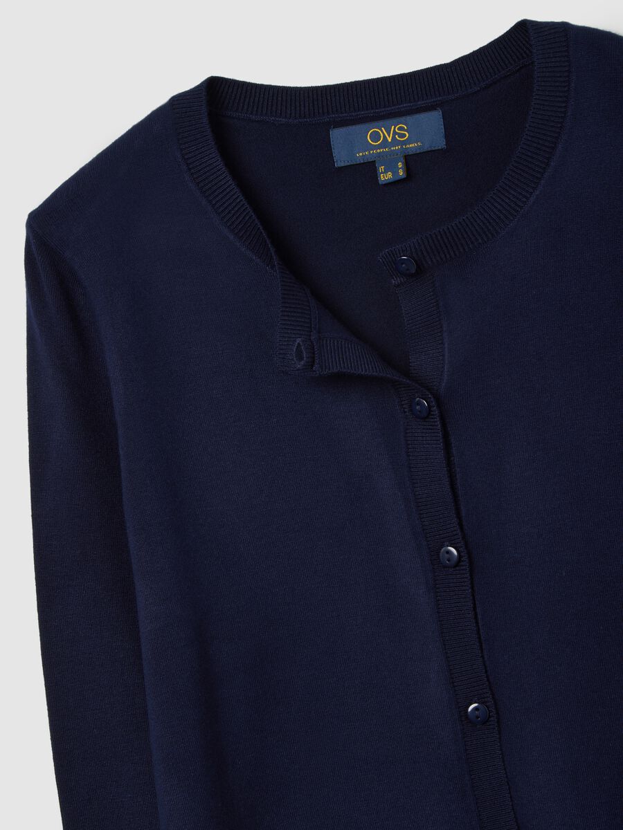 Cardigan blu regular fit con bottoni_5