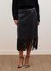 Black midi skirt with fringe hem_1