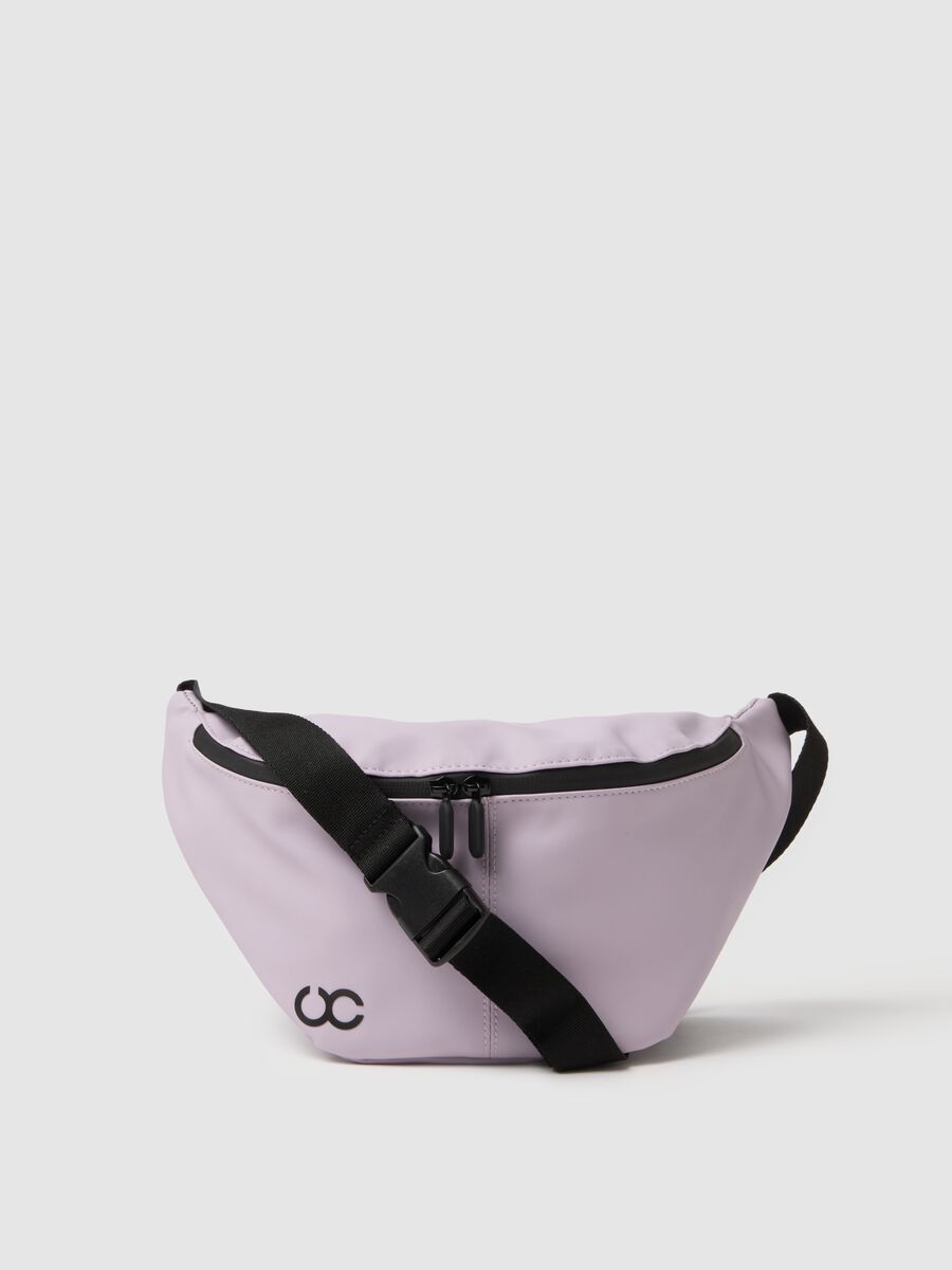 Purple bum bag with zip and adjustable belt_0