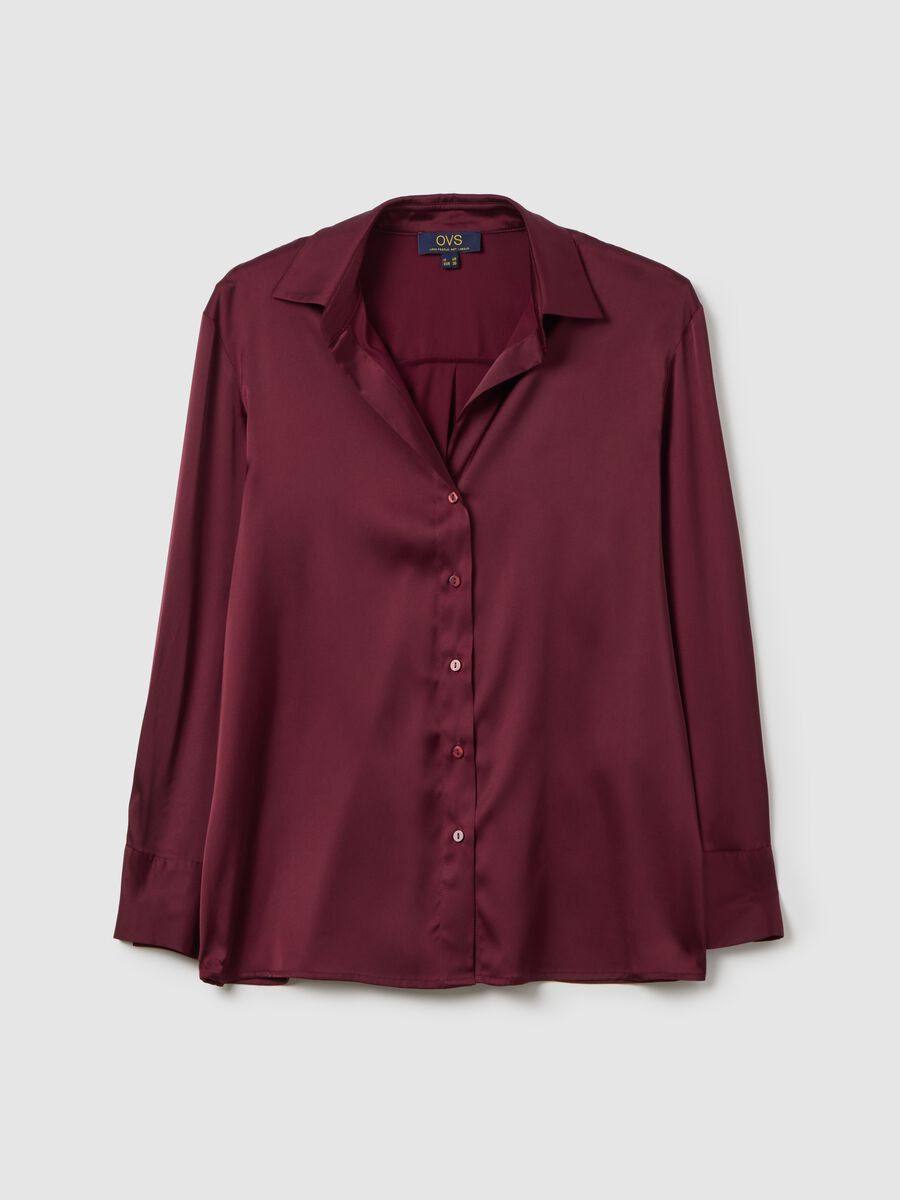 Long sleeve red satin shirt_4