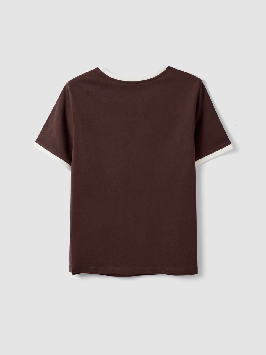 Brown pure cotton T-shirt with buttons, regular fit_5