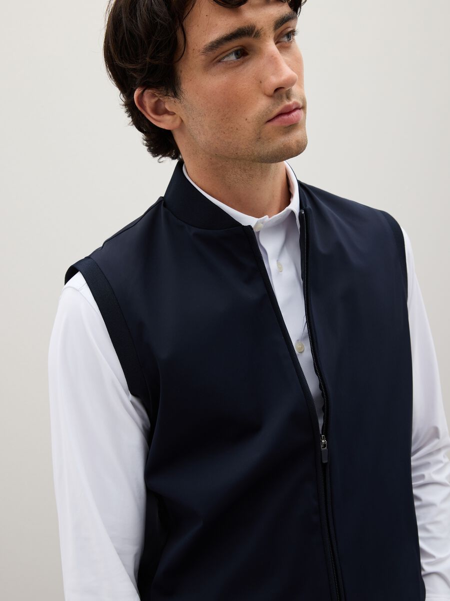 Regular Fit Blue Stretch Fabric Waistcoat_1
