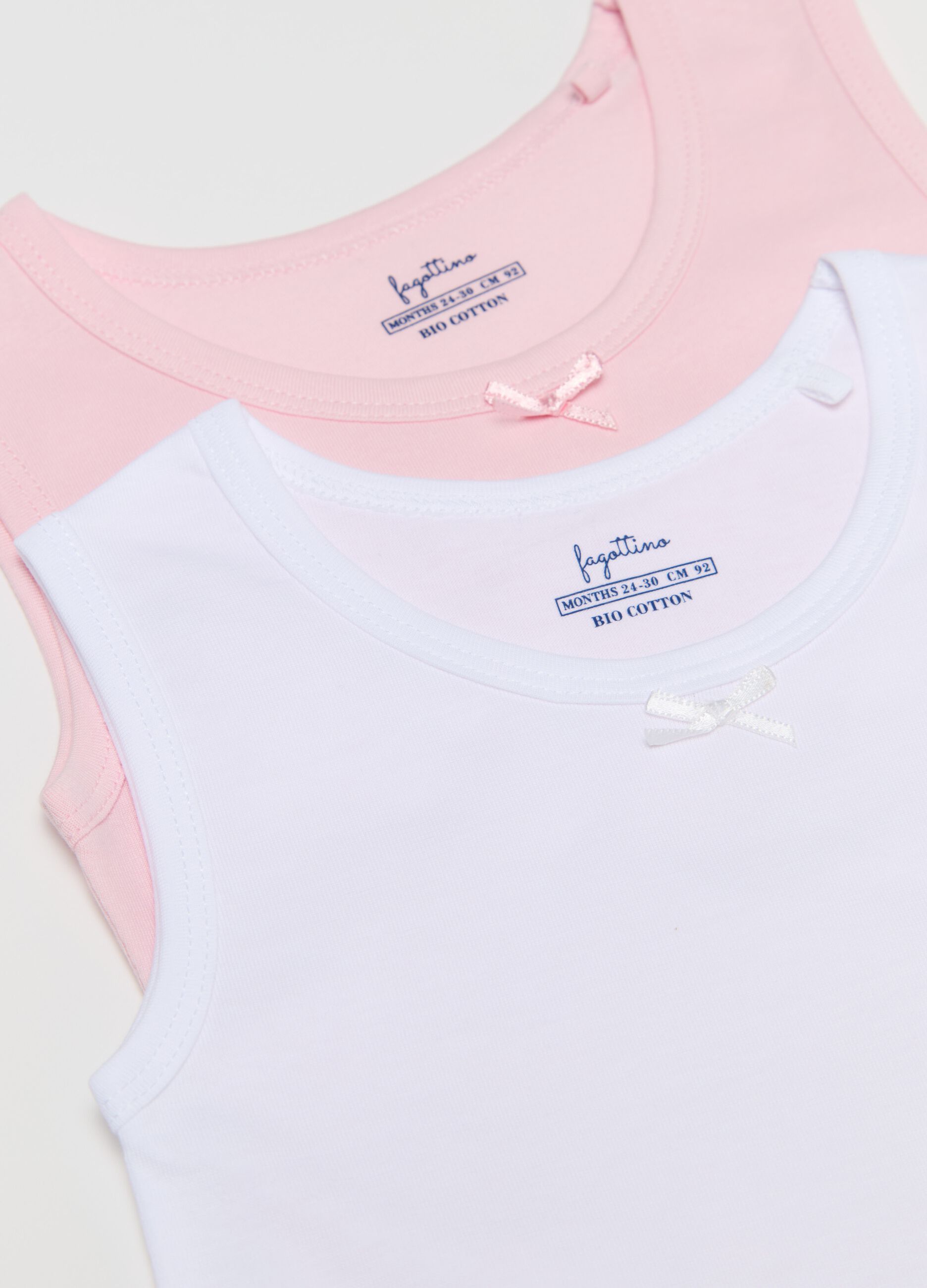 Three-pack racerback vests in jersey with bow