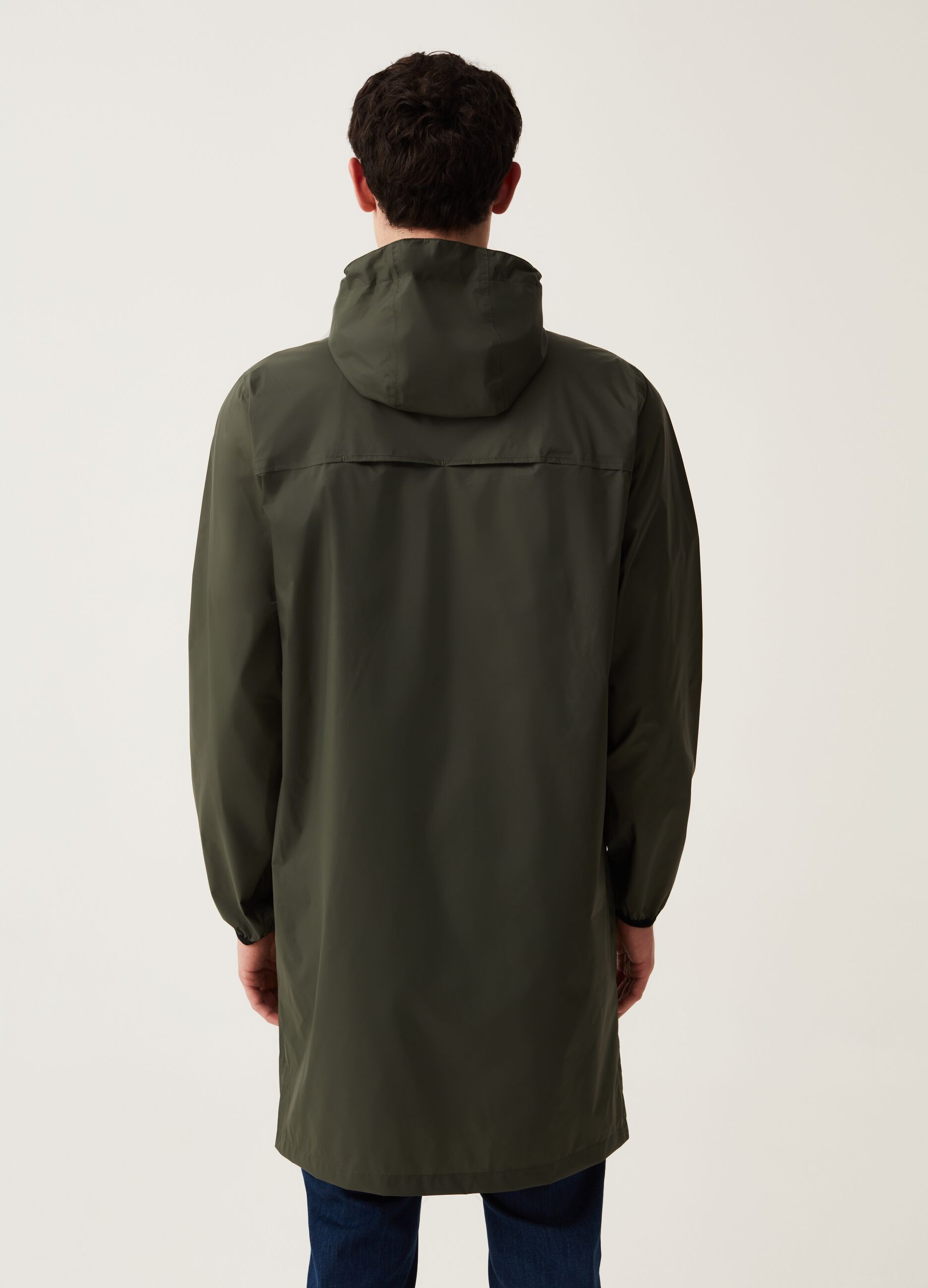 Long waterproof jacket with hood