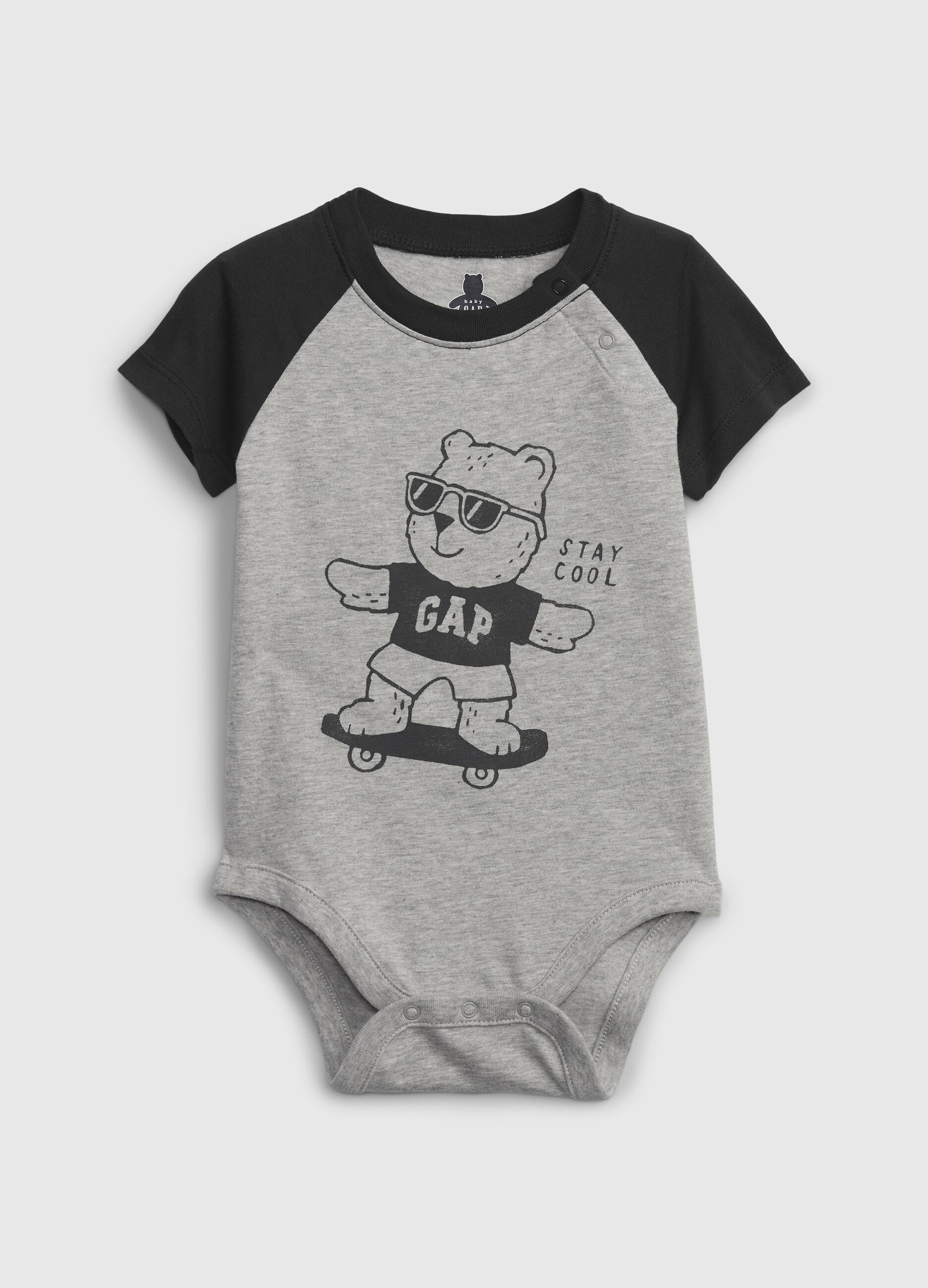 Body in cotone bio stampa orsetto skaters
