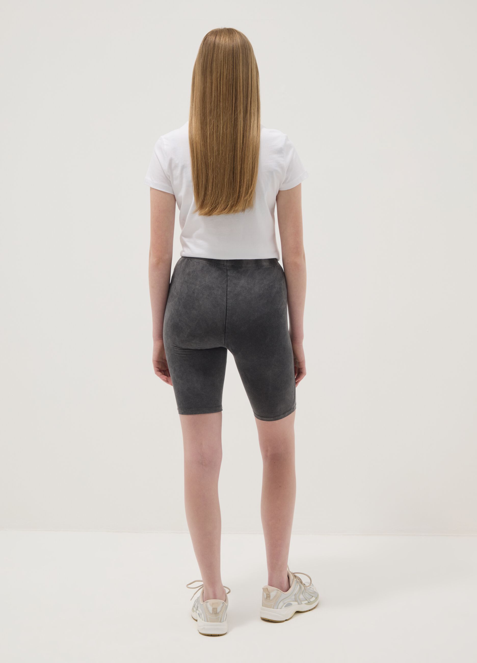Grey stretch cotton cycling shorts