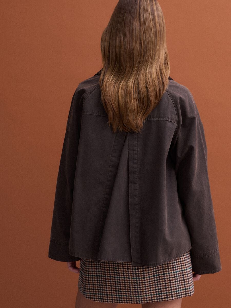 Brown cotton-blend parka with velvet collar_3