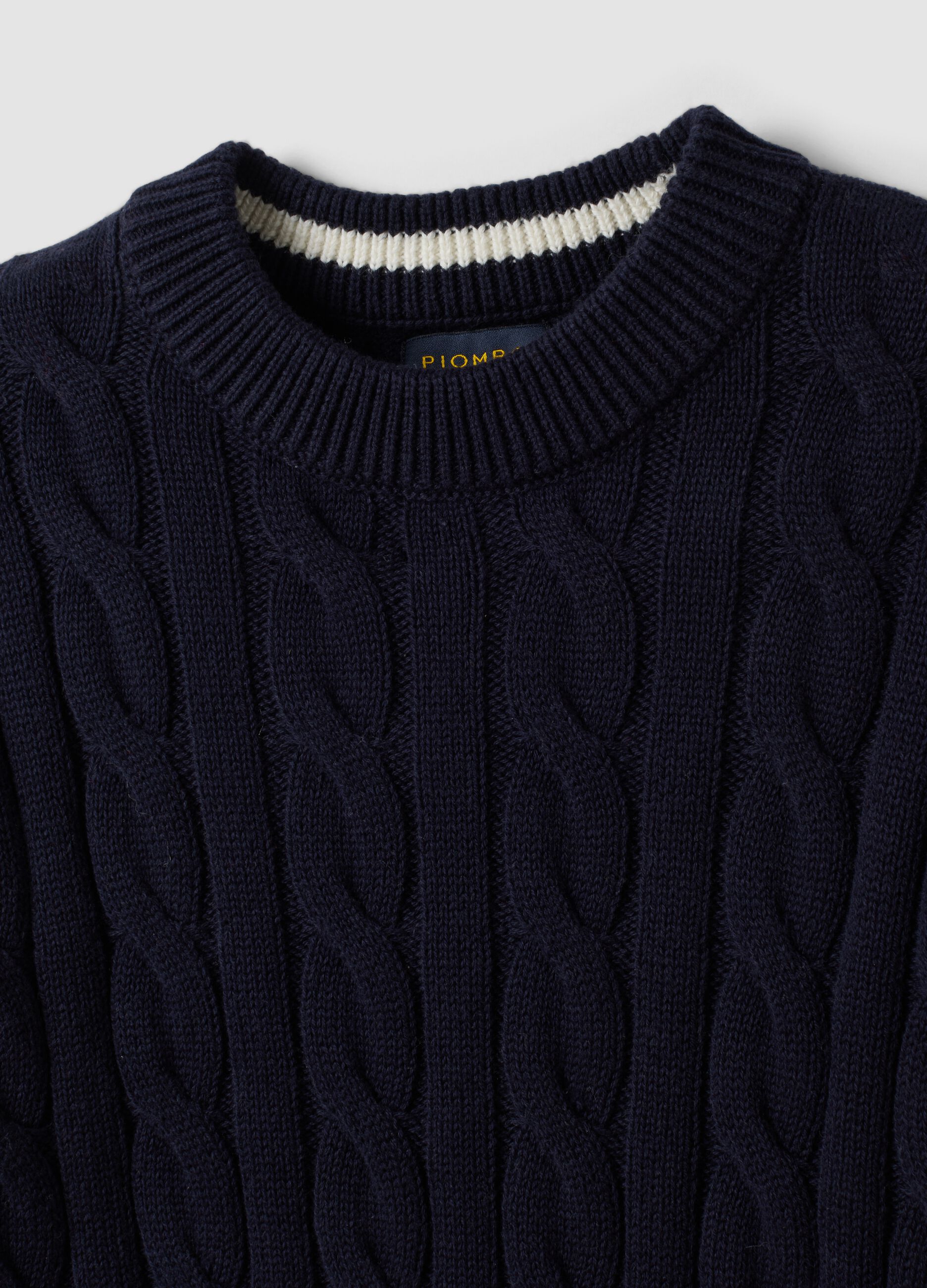 Maglia blu in puro cotone a trecce over fit per bambino