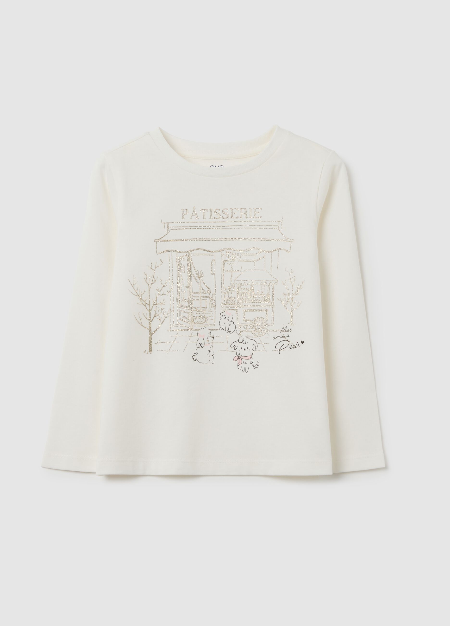 Girls' white pure cotton T-shirt regular fit