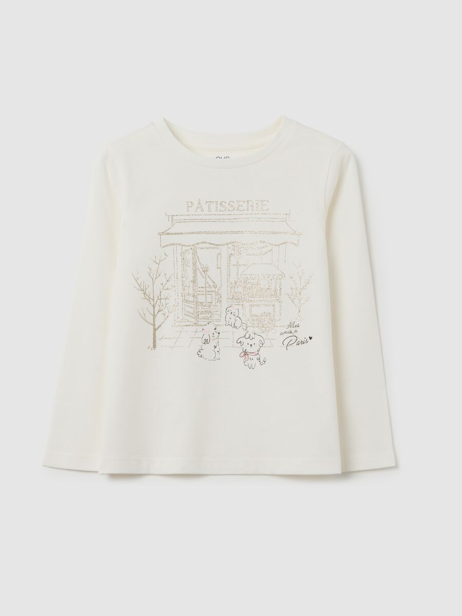 Girls' white pure cotton T-shirt regular fit_0